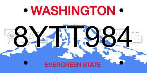 8YTT984 Washington License Plate