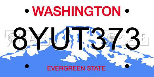 8YUT373 Washington License Plate