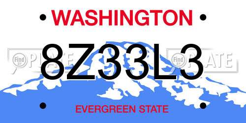 8Z33L3 Washington License Plate