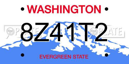 8Z41T2 Washington License Plate