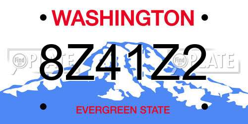 8Z41Z2 Washington License Plate