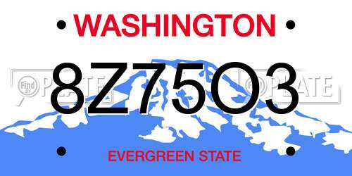 8Z75O3 Washington License Plate
