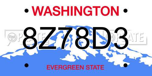 8Z78D3 Washington License Plate