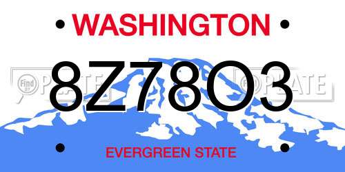 8Z78O3 Washington License Plate