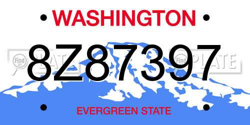 8Z87397 Washington License Plate