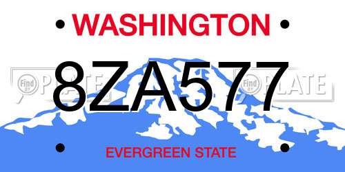 8ZA577 Washington License Plate