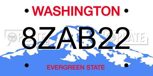 8ZAB22 Washington License Plate