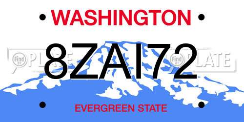 8ZAI72 Washington License Plate