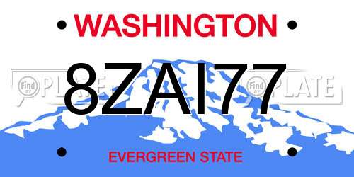 8ZAI77 Washington License Plate