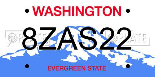 8ZAS22 Washington License Plate