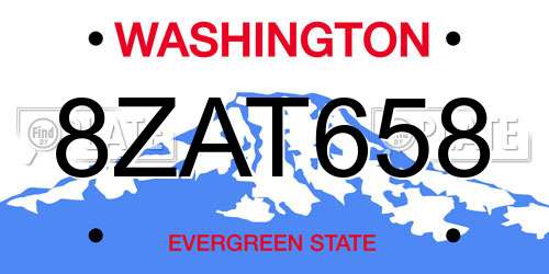 8ZAT658 Washington License Plate