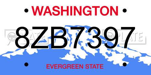 8ZB7397 Washington License Plate