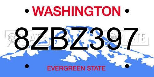 8ZBZ397 Washington License Plate