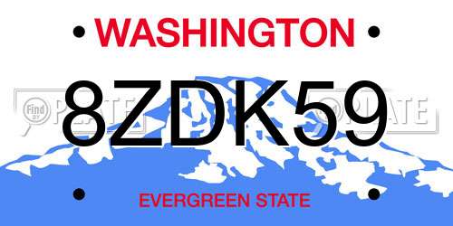 8ZDK59 Washington License Plate