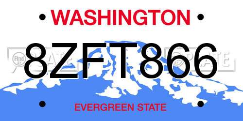 8ZFT866 Washington License Plate