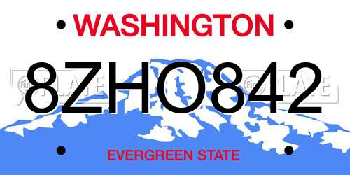 8ZHO842 Washington License Plate