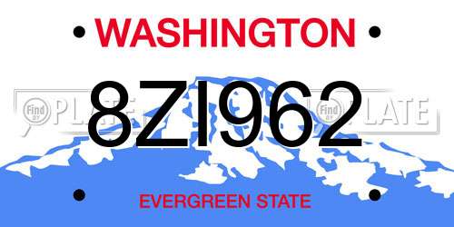 8ZI962 Washington License Plate