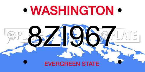8ZI967 Washington License Plate