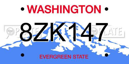 8ZK147 Washington License Plate