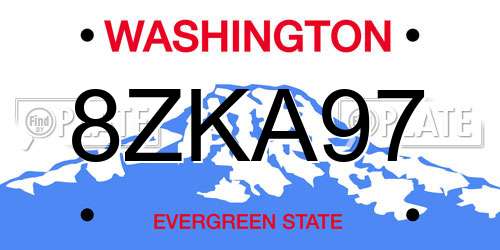 8ZKA97 Washington License Plate