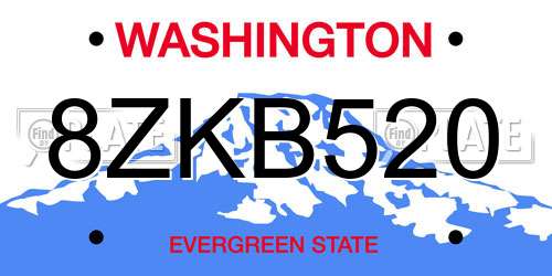 8ZKB520 Washington License Plate