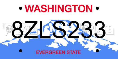 8ZLS233 Washington License Plate