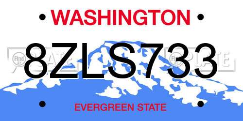 8ZLS733 Washington License Plate