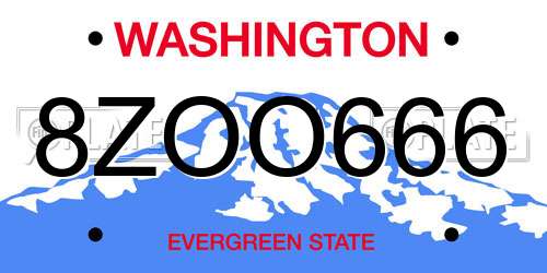 8ZOO666 Washington License Plate