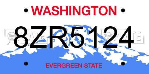 8ZR5124 Washington License Plate