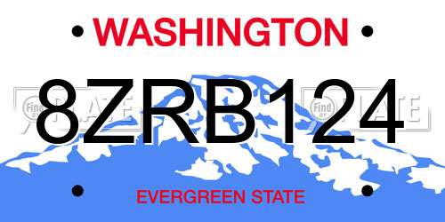 8ZRB124 Washington License Plate