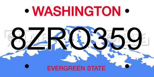 8ZRO359 Washington License Plate