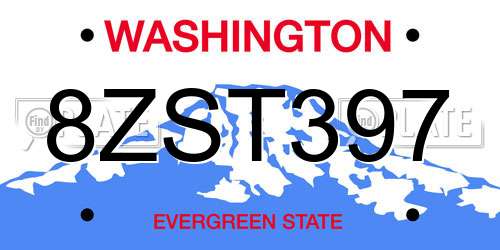 8ZST397 Washington License Plate
