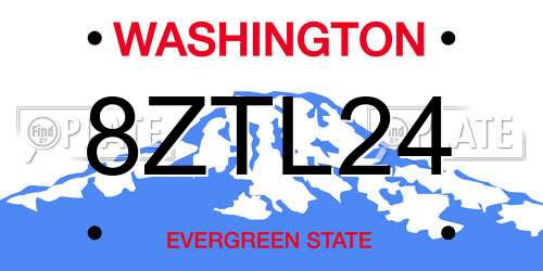 8ZTL24 Washington License Plate