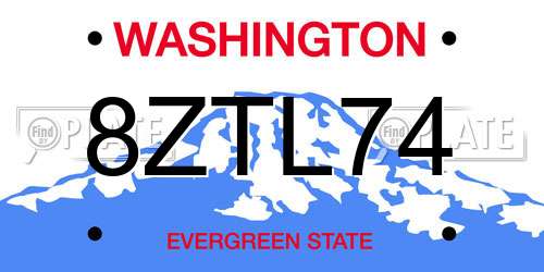 8ZTL74 Washington License Plate