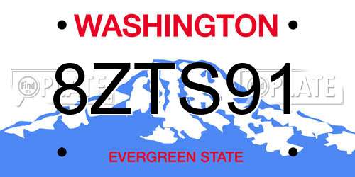 8ZTS91 Washington License Plate