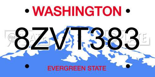 8ZVT383 Washington License Plate