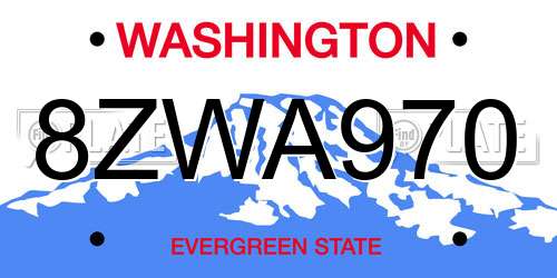 8ZWA970 Washington License Plate