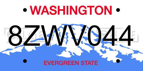 8ZWV044 Washington License Plate
