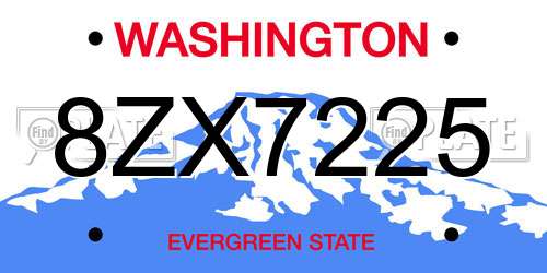 8ZX7225 Washington License Plate