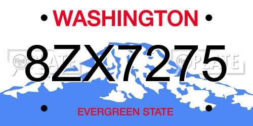 8ZX7275 Washington License Plate