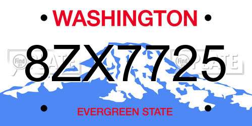 8ZX7725 Washington License Plate