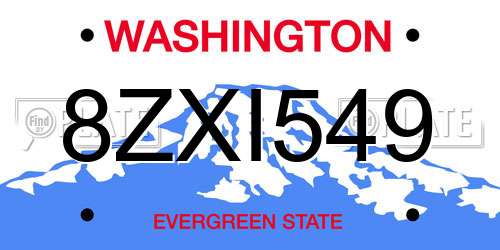 8ZXI549 Washington License Plate