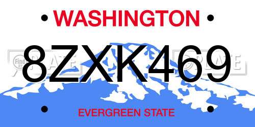 8ZXK469 Washington License Plate