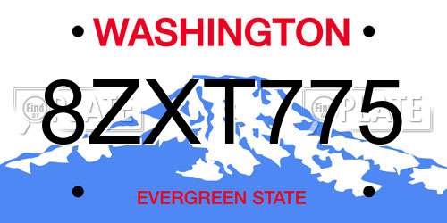 8ZXT775 Washington License Plate