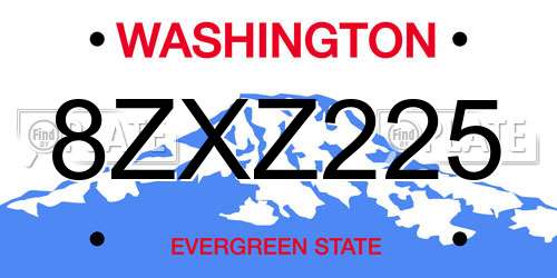 8ZXZ225 Washington License Plate