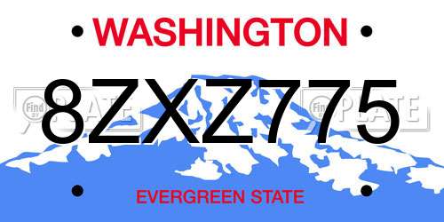 8ZXZ775 Washington License Plate