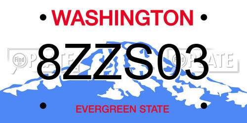 8ZZS03 Washington License Plate