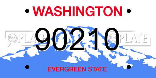 90210 Washington License Plate