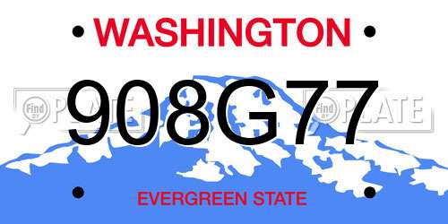 908G77 Washington License Plate