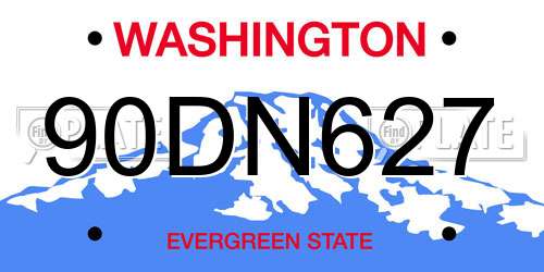 90DN627 Washington License Plate